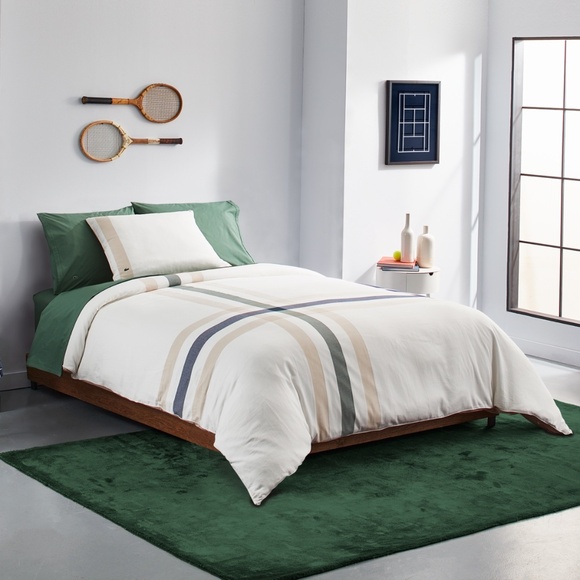 Lacoste Home Southfield 2 Piece Crossing Comforter Set, Twin - White - Picture 1 of 3